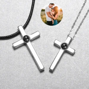 Simple Cross Photo Projection Necklace for family