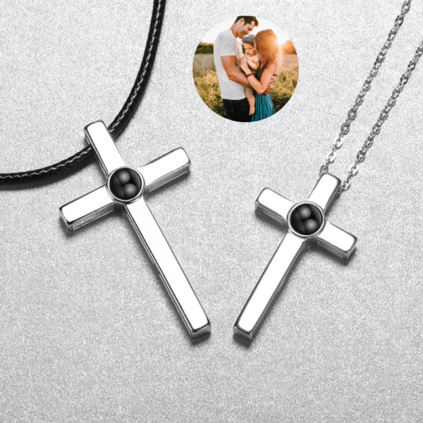Simple Cross Photo Projection Necklace for family