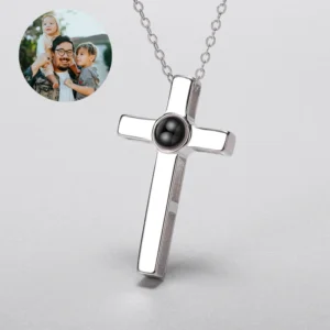 Simple Cross Photo Projection Necklace for women