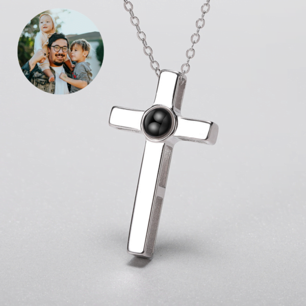 Simple Cross Photo Projection Necklace for women