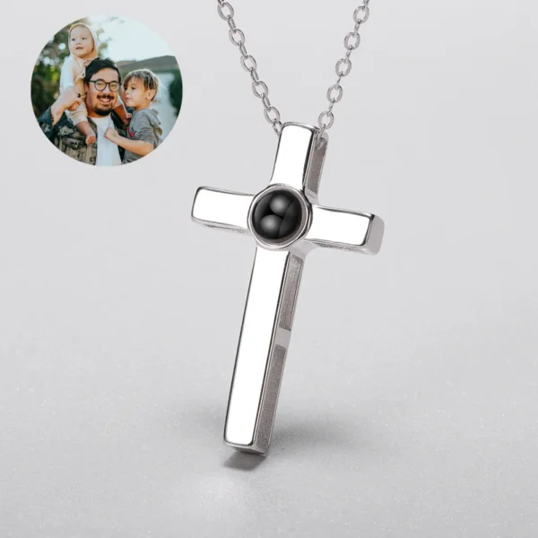 Simple Cross Photo Projection Necklace for women