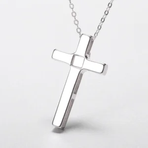 Simple cross projection necklace for women back