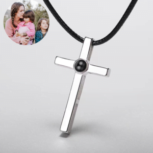 Simple Cross Photo Projection Necklace for Men