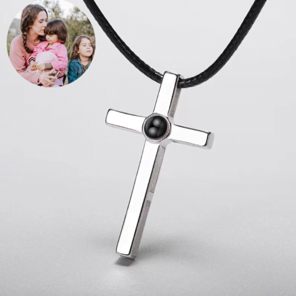 Simple Cross Photo Projection Necklace for Men