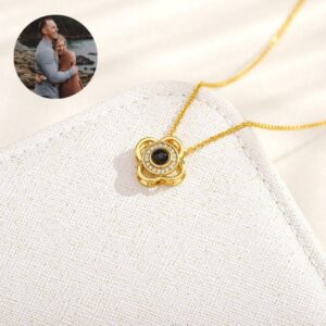 floral personalised projection necklace