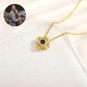 floral personalised projection necklace