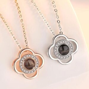 floral personalised projection necklace