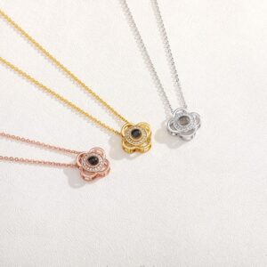 floral personalised projection necklace