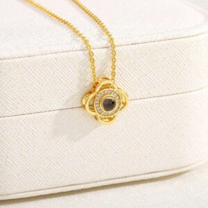 floral personalised projection necklace