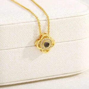 floral personalised projection necklace