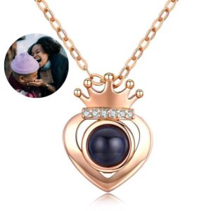 Crown Photo Projection Necklace Rose Gold