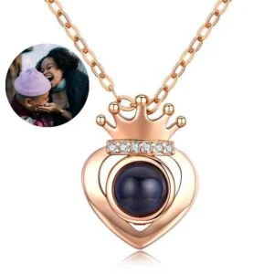 Crown Photo Projection Necklace Rose Gold