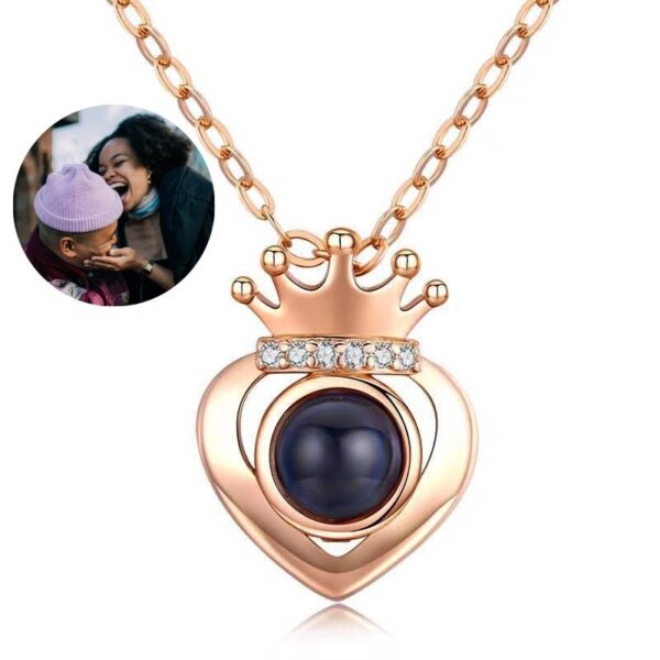 Crown Photo Projection Necklace Rose Gold