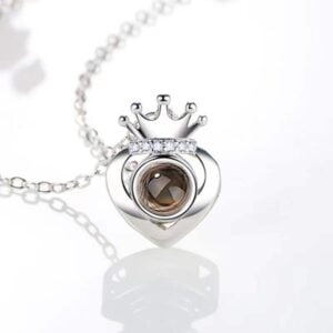 Crown Photo Projection Necklace Silver