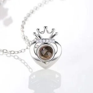 Crown Photo Projection Necklace Silver