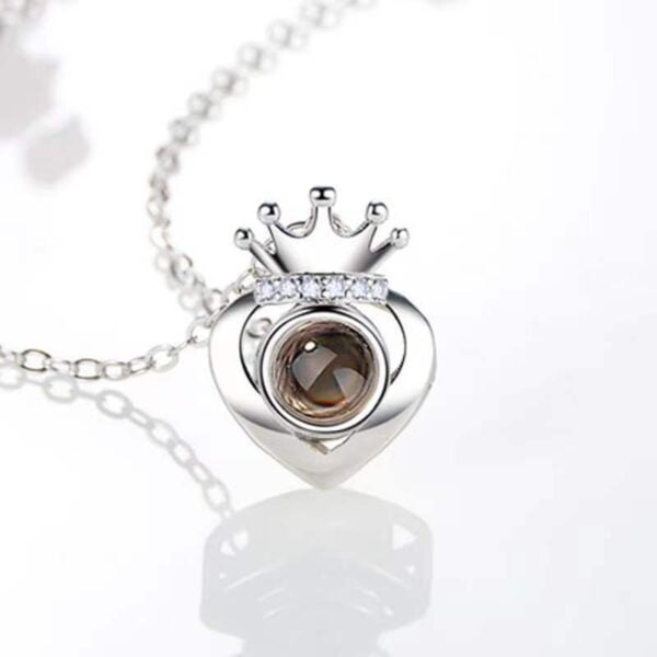 Crown Photo Projection Necklace Silver